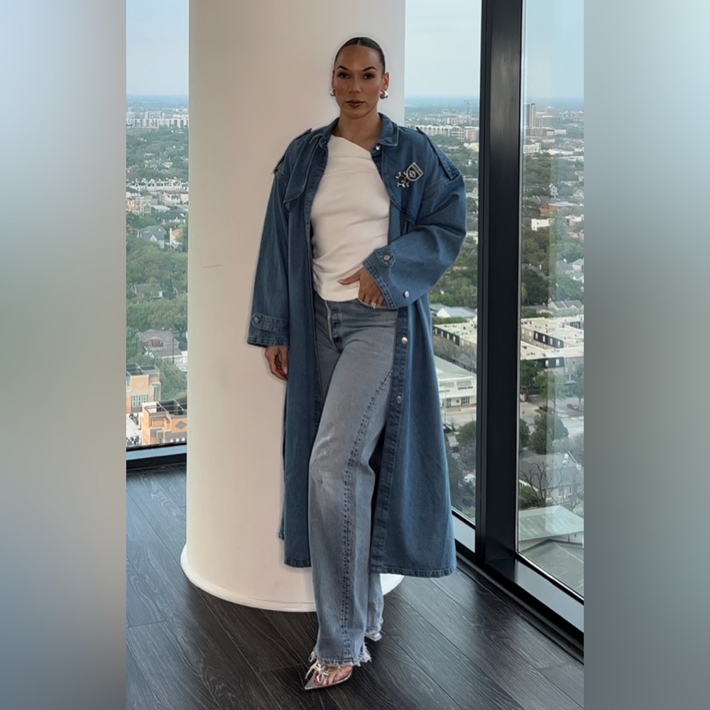 NA-KD Denim Trenchcoat